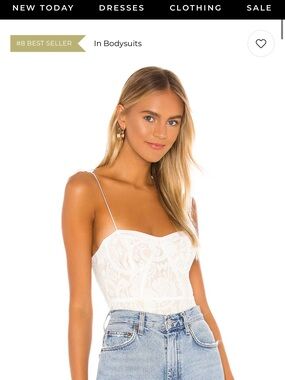 superdown White Lace Sweetheart Bodysuit